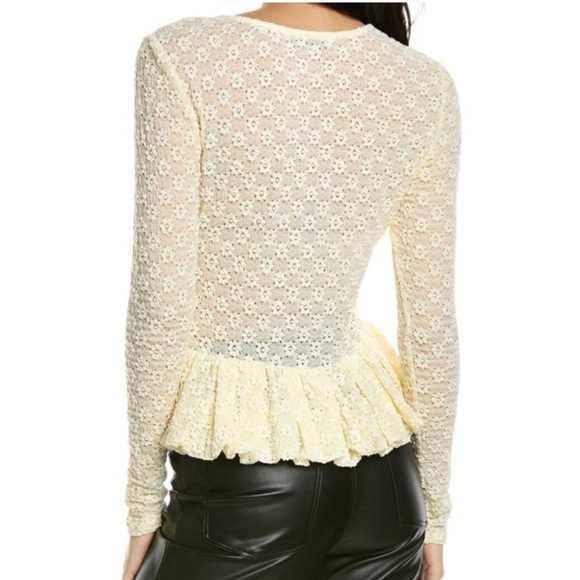Rebecca Taylor Lace Peplum Top Size Large L cream ivory - Picture 8 of 8